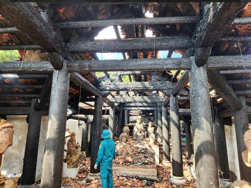 Vụ cháy gây thiệt hại lớn đối với chùa Phổ Quang (Phú Thọ).