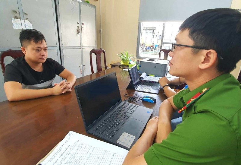 Đối tượng Hồ Văn Kiều tại cơ quan Công an.