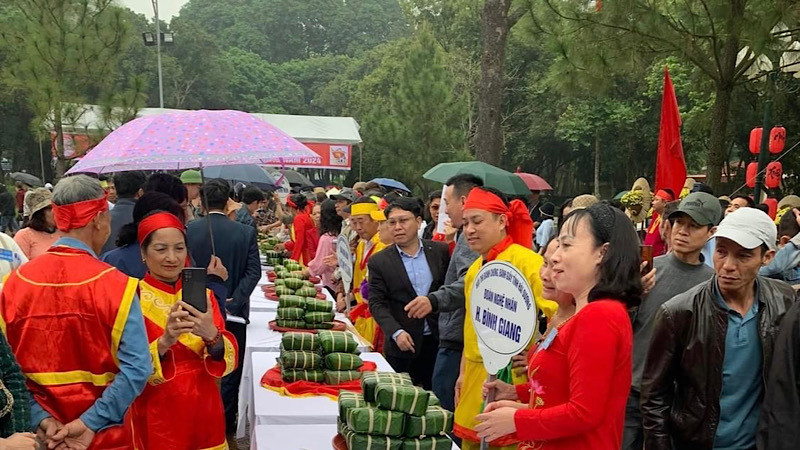 Sản phẩm bánh chưng của các đội tại hội thi.