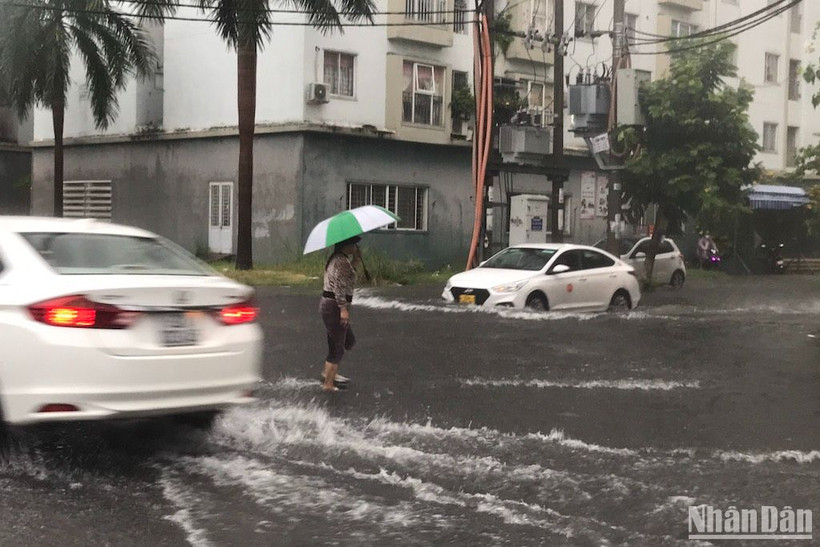 Nhiều tuyến đường trên phường Nại Hiên Đông, quận Sơn Trà ngập sâu.