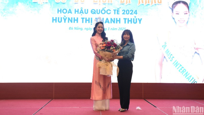 Hoa hậu Quốc tế - Miss International 2024 Huỳnh Thị Thanh Thủy chính thức đảm nhận vai trò là Đại sứ du lịch thành phố Đà Nẵng. (Ảnh: ANH ĐÀO)