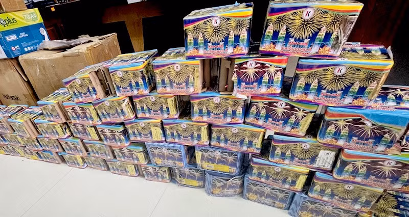 Gần 140kg pháo nổ trong chuyên án bị thu giữ. (Ảnh: Công an cung cấp)