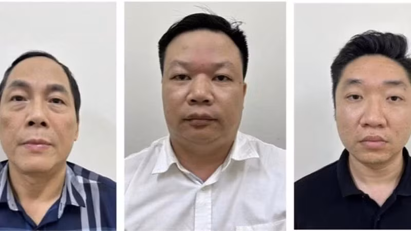 Các đối tượng (từ trái qua phải): Hoàng Quốc Hùng, Lương Nhân Hòa, Nguyễn Đình Cảnh. (Nguồn: Bộ Công an)