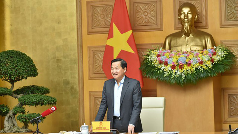 Phó Thủ tướng Lê Minh Khái phát biểu tại buổi làm việc.