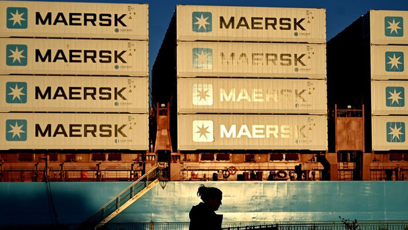 Tàu container của hãng vận tải biển Maersk ở Copenhagen (Đan Mạch). (Ảnh: AFP/TTXVN)