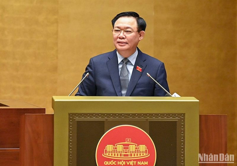 Chủ tịch Quốc hội Vương Đình Huệ phát biểu khai mạc hội nghị. (Ảnh: DUY LINH)