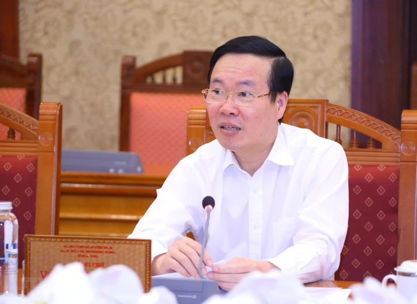 Thường trực Ban Bí thư Võ Văn Thưởng chủ trì giao ban công tác quý III/2022. (Ảnh: TTXVN)