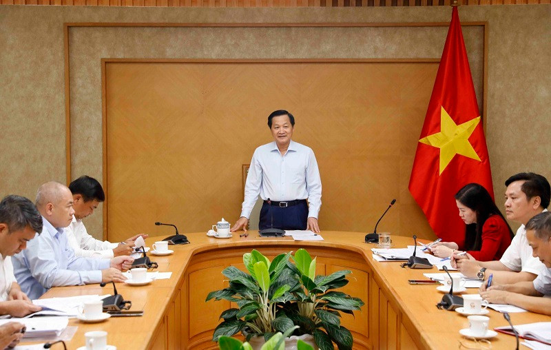 Phó Thủ tướng Lê Minh Khái phát biểu ý kiến tại cuộc họp. (Ảnh: VGP)