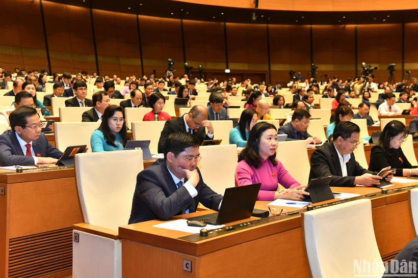 Các đại biểu Quốc hội dự phiên họp sáng 22/5. (Ảnh: ĐĂNG KHOA)