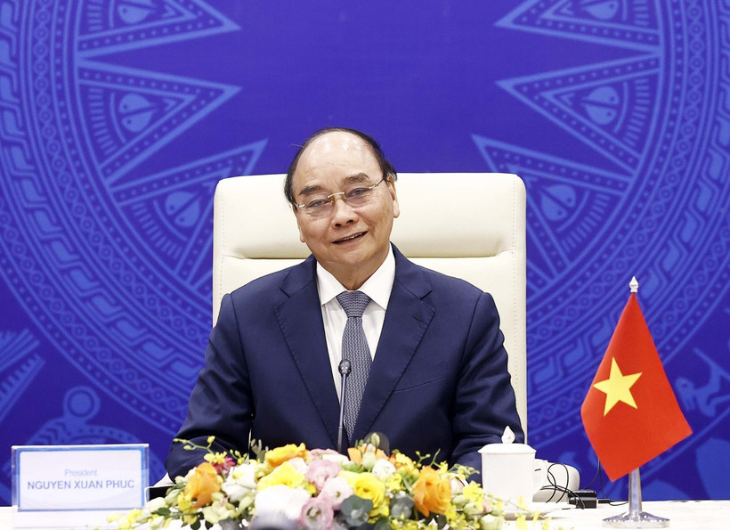 Chủ tịch nước Nguyễn Xuân Phúc phát biểu tại phiên khai mạc Hội nghị Thượng đỉnh trực tuyến “Tiếng nói phương Nam”. (Ảnh: TTXVN)
