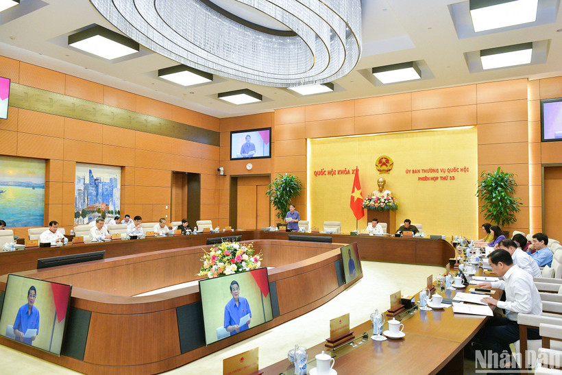 Quang cảnh phiên họp của Ủy ban Thường vụ Quốc hội chiều 14/5. (Ảnh: DUY LINH)