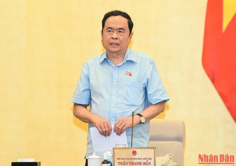 Phó Chủ tịch Thường trực Quốc hội Trần Thanh Mẫn phát biểu ý kiến tại phiên họp. (Ảnh: DUY LINH)