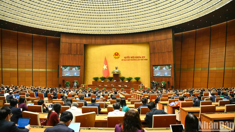 Quang cảnh Kỳ họp bất thường lần thứ 5, Quốc hội khóa XV, tháng 1/2024. (Ảnh: DUY LINH)