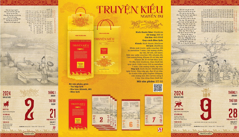 Bộ lịch "Truyện Kiều" được thực hiện công phu với phần chữ Nôm và đặc biệt là tranh minh họa tương ứng với nội dung được vẽ vô cùng công phu, chi tiết, tạo nên một ấn phẩm giàu tính nghệ thuật, rất có giá trị với văn hóa Việt.