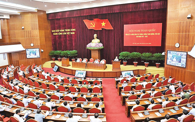 Hội nghị toàn quốc tổng kết 10 năm công tác phòng, chống tham nhũng, tiêu cực. Ảnh: Khoa Đăng
