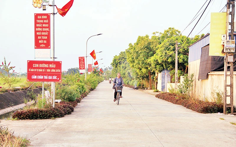 Cảnh quan môi trường thôn Lưỡng Xuyên, xã Xuân Khê (Lý Nhân) khang trang, sạch đẹp.