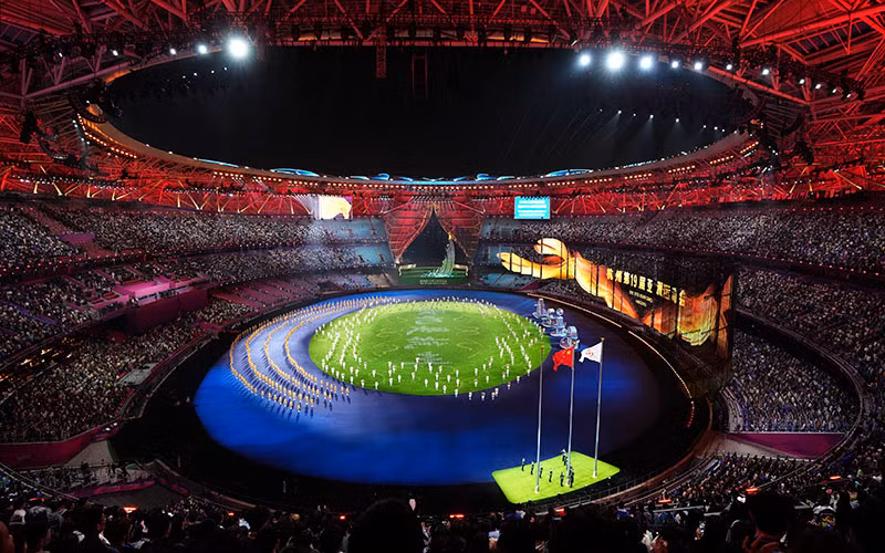 Quang cảnh lễ bế mạc ASIAD 19. (Ảnh THX/TTXVN)