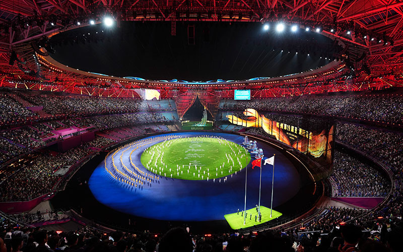 Quang cảnh lễ bế mạc ASIAD 19. (Ảnh THX/TTXVN)