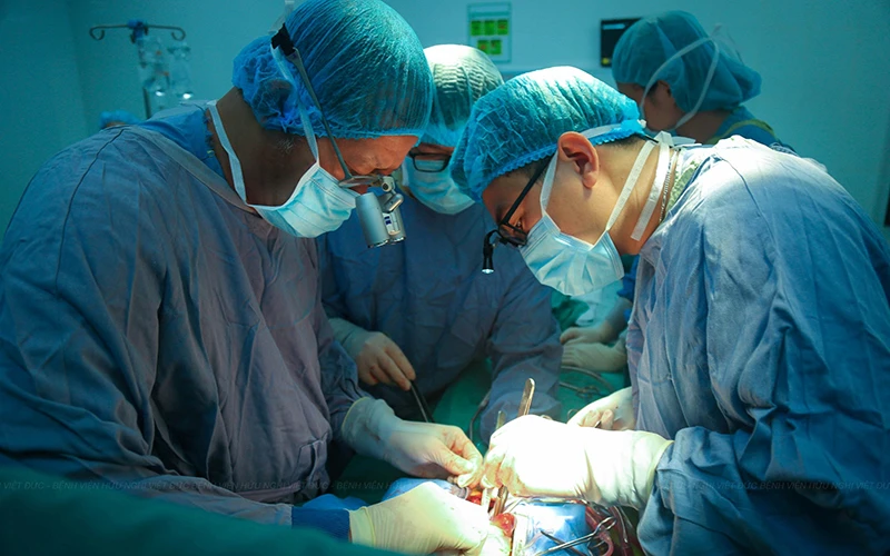 Các bác sĩ thực hiện ca ghép.