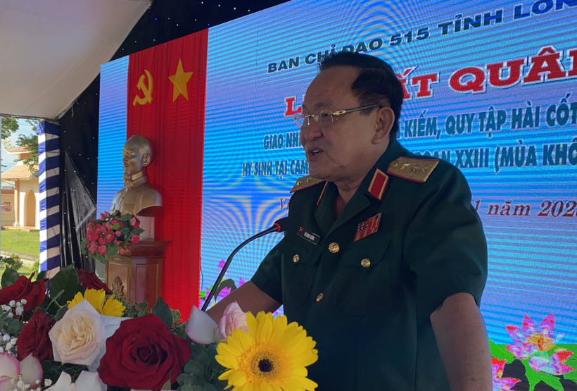Thượng tướng Võ Minh Lương phát biểu tại lễ xuất quân.