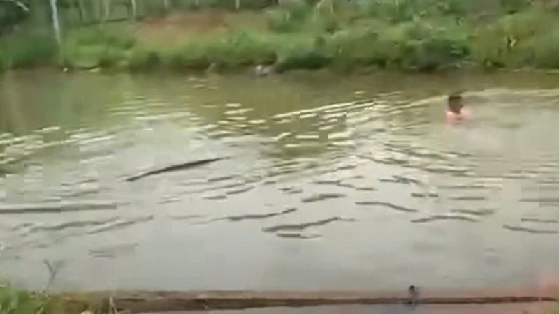 Hồ chứa nước, nơi xảy ra vụ đuối nước thương tâm.