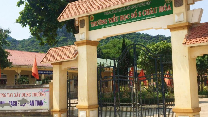 Trường tiểu học số 2 Châu Hóa, nơi xảy ra sai phạm của ông Mai Thanh Huyền.