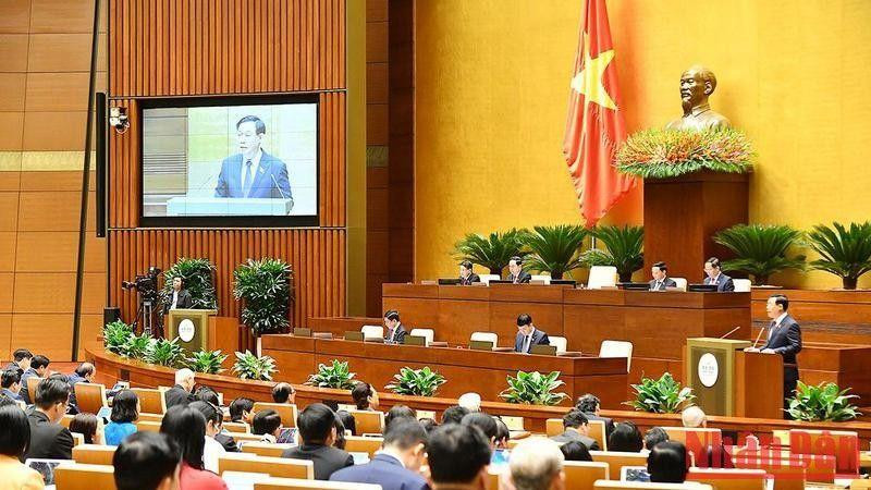 Chủ tịch Quốc hội Vương Đình Huệ phát biểu khai mạc Kỳ họp thứ 4, Quốc hội khóa XV. (Ảnh: Khoa Linh Nguyên)