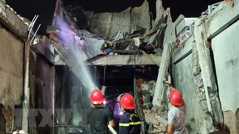 Cháy nhà ở Ninh Thuận trong đêm 13/8. (Nguồn: TTXVN)