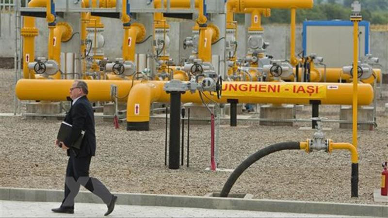 Hệ thống đường ống dẫn khí đốt Moldova-Romania tại Zagarancea, huyện Ungheni (Moldova). (Ảnh: EPA/TTXVN)