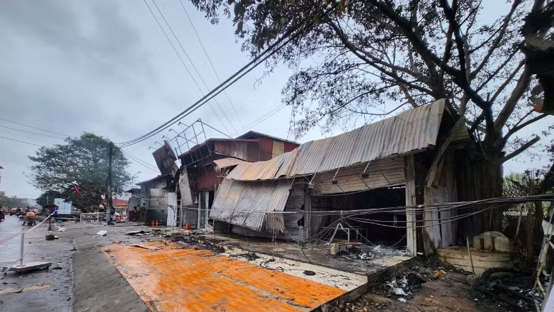 Hiện trường vụ cháy làm một cháu bé tử vong.