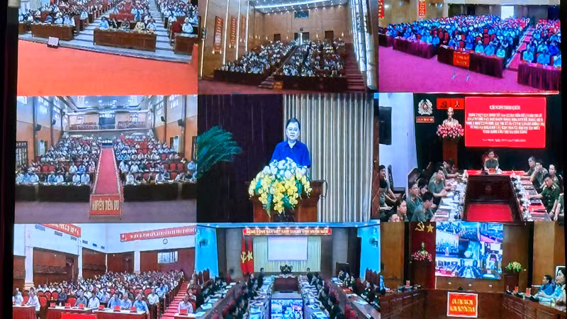 Các điểm cầu của tỉnh Bắc Ninh tham gia trực tuyến hội nghị.