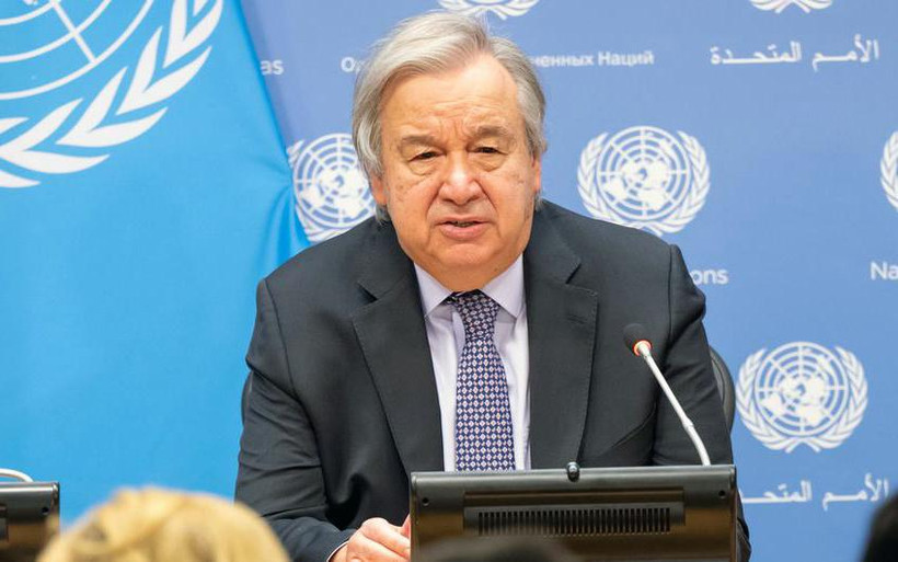 Tổng Thư ký Liên hợp quốc họp báo cuối năm. (Ảnh TÂN HOA XÃ) 
