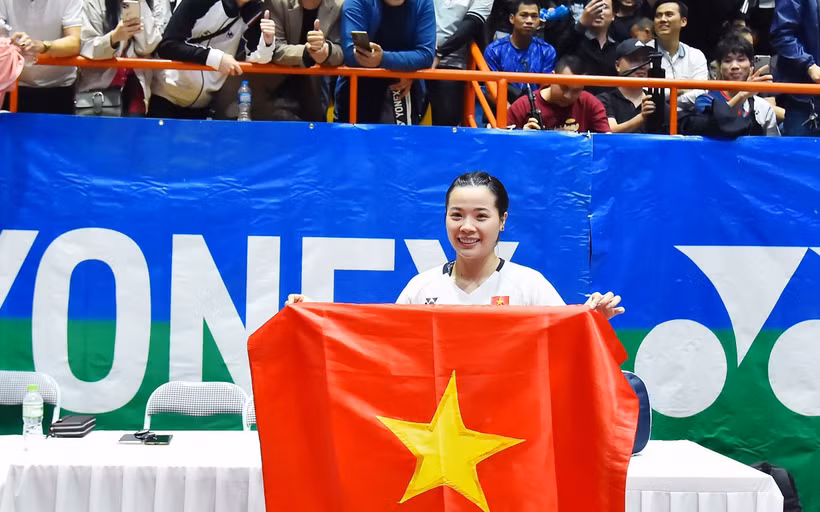Nguyễn Thùy Linh vô địch đơn nữ giải cầu lông quốc tế Ciputra Hà Nội 2023. (Ảnh MỸ HÀ) 