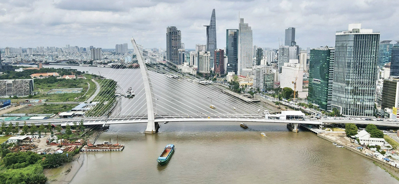 Toàn cảnh cầu Thủ Thiêm 2 chính thức được khánh thành đưa vào sử dụng ngày 28/4/2022. Ảnh: Nguyễn Minh