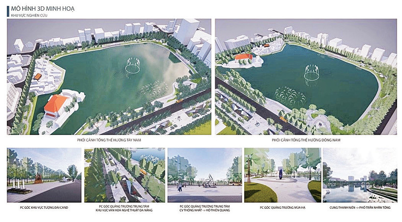 Phối cảnh tổng thể đồ án thiết kế đô thị chung quanh hồ Thiền Quang. 