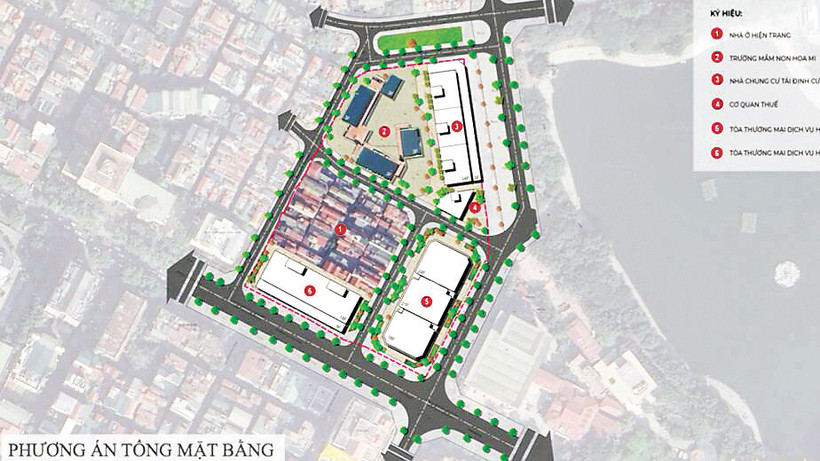 Phương án tổng mặt bằng nhà G6A, G6B, G22, G23, G24 khu tập thể Thành Công, quận Ba Đình. 