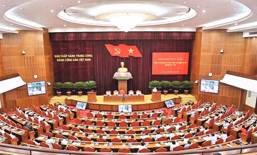 Quang cảnh Hội nghị toàn quốc tổng kết 10 năm công tác phòng, chống tham nhũng, tiêu cực giai đoạn 2012-2022. Ảnh: ĐĂNG KHOA 