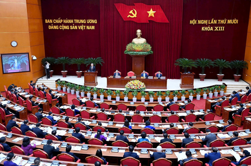 Quang cảnh phiên khai mạc Hội nghị lần thứ 10 Ban Chấp hành Trung ương Đảng Cộng sản Việt Nam khóa XIII. Ảnh: ĐĂNG KHOA