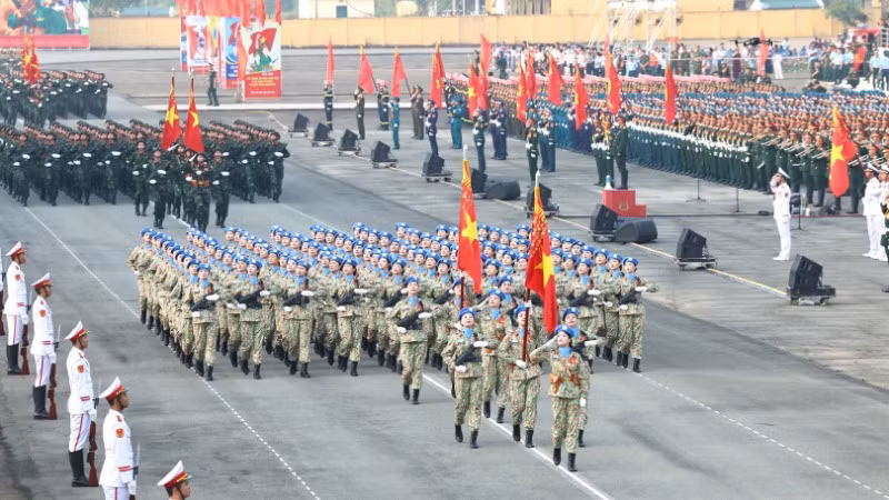 Buổi tổng hợp luyện diễu binh lần thứ 2 diễn ở sân bay Biên Hòa, tỉnh Đồng Nai.