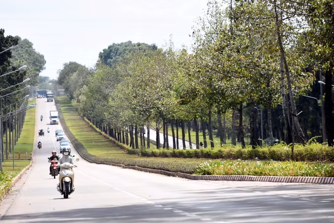 Đường trong khu công nghiệp Amata (tỉnh Đồng Nai) với nhiều cây xanh.