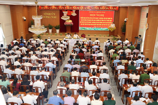 Quang cảnh hội nghị triển khai thực hiện Chỉ thị số 35 của Bộ Chính trị tại Tỉnh ủy Đồng Nai.