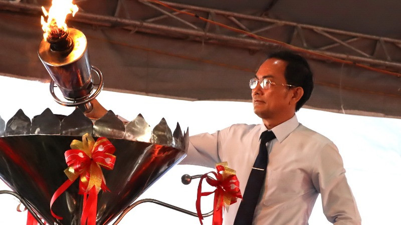 Ông Võ Văn Chánh trong một sự kiện khi đang giữ chức Bí thư Thành ủy Biên Hòa.