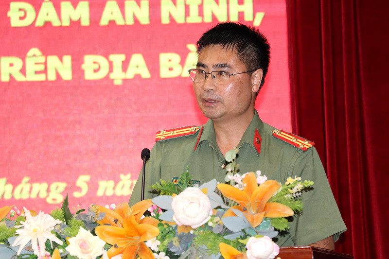 Thượng tá Nguyễn Mạnh Toàn, Phó Giám đốc Công an tỉnh Đồng Nai phát biểu tại hội thảo.