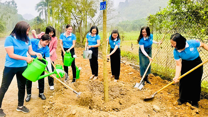 Phụ nữ thành phố Hải Phòng tổ chức trồng cây.