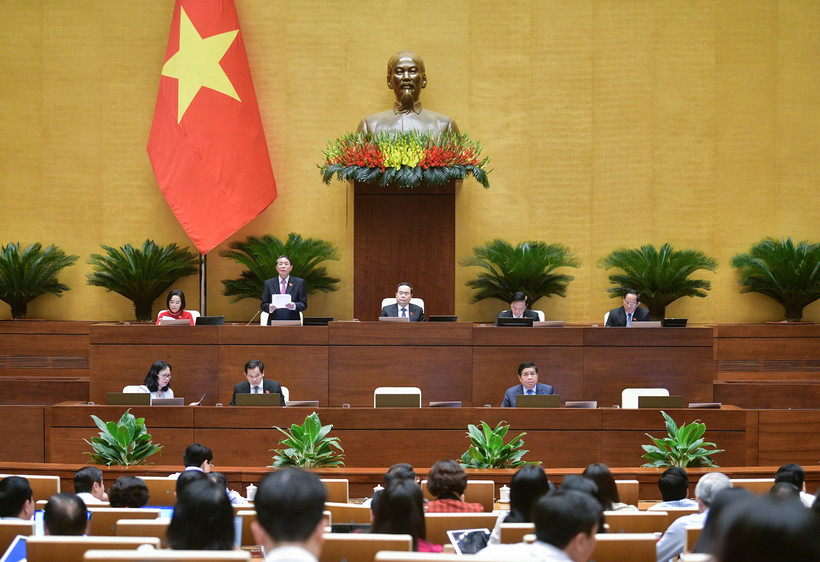 Phiên thảo luận tại hội trường về dự thảo Nghị quyết của Quốc hội về tổ chức chính quyền đô thị và thí điểm một số cơ chế, chính sách đặc thù phát triển thành phố Đà Nẵng, sáng 7/6. Nguồn: Cổng thông tin điện tử Quốc hội.