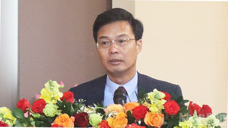 Phó Chủ tịch Ủy ban nhân dân tỉnh Lâm Đồng Đinh Văn Tuấn phát biểu tại buổi lễ. ndo_br_12345.jpg