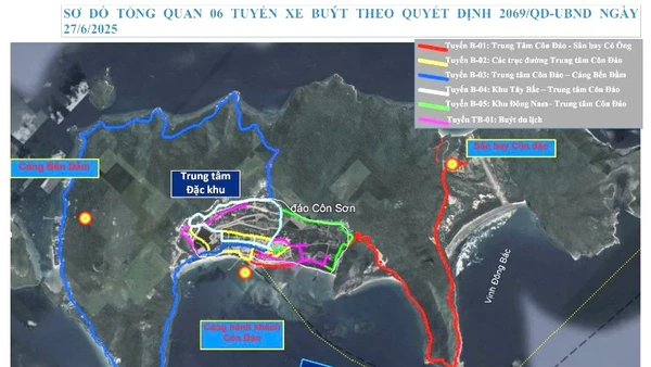 Tổng quan 6 tuyến xe buýt điện sẽ "lăn bánh" tại Côn Đảo trong tháng 12. 