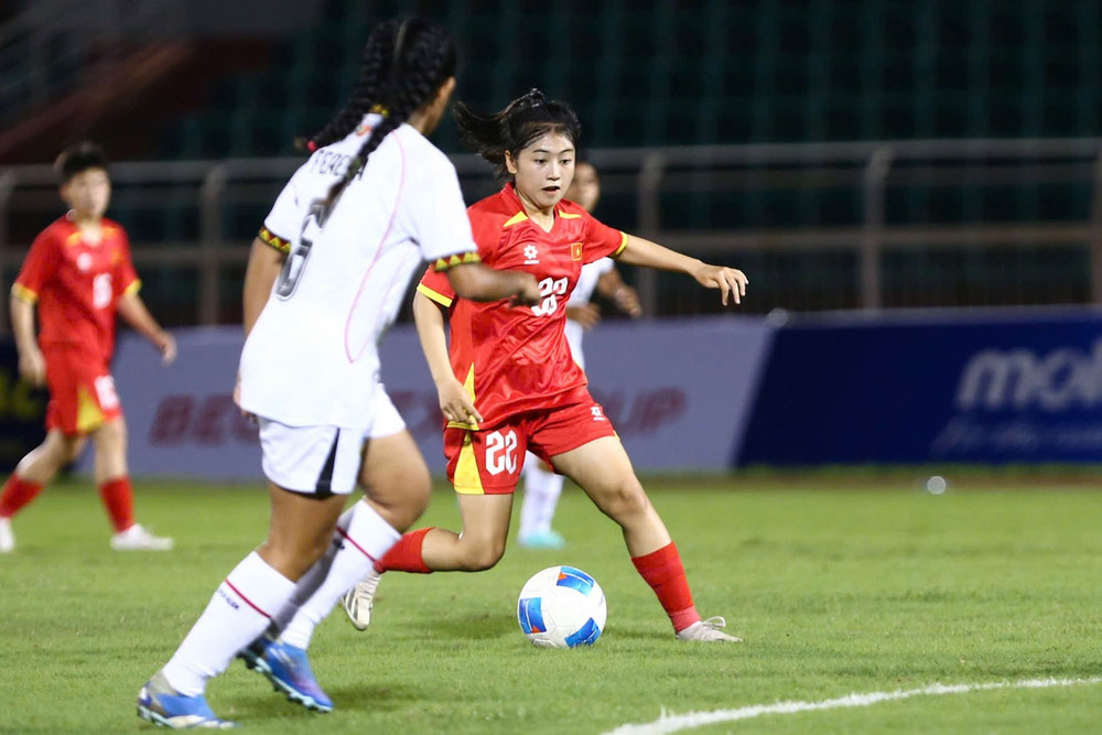 U19 nữ Việt Nam giành chiến thắng đậm trước U19 nữ Timor-Leste. (Ảnh: VFF)