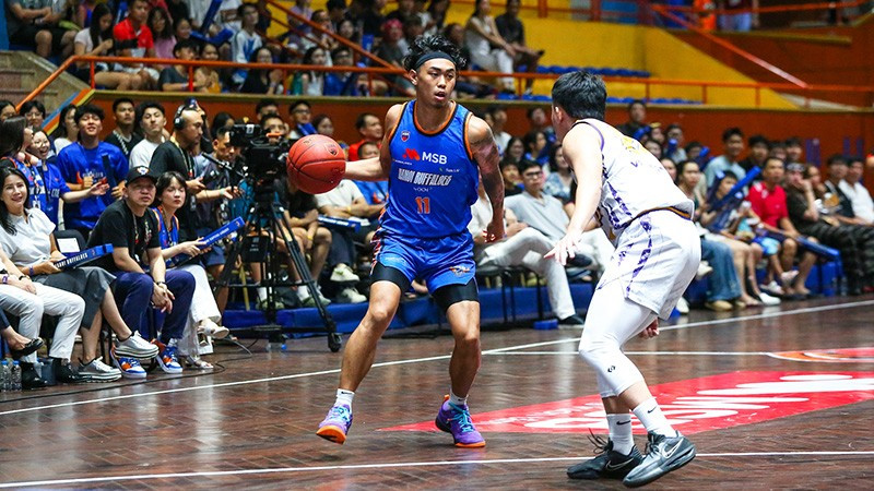 Hanoi Buffaloes lần thứ ba gieo sầu cho Nha Trang Dolphins. (Ảnh: VBA)