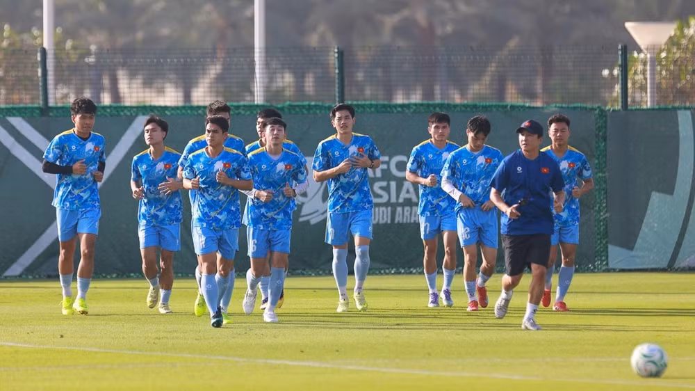 Các tuyển thủ U23 Việt Nam trong buổi tập cuối trước trận gặp U23 Saudi Arabia. (Ảnh: VFF)